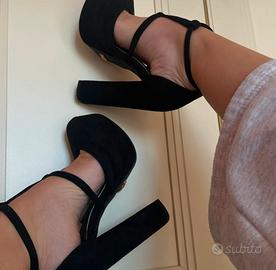 Scarpe tacco camoscio plateau
