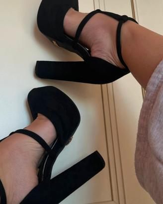 Scarpe tacco camoscio plateau