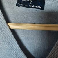 maglione a v uomo azzurro chiaro lana e viscosa