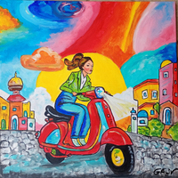 Quadro "Donna in Vespa" - Urban Style- Galiv