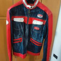 Giacca Suomy vintage pelle e denim taglia 50