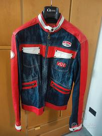 Giacca Suomy vintage pelle e denim taglia 50