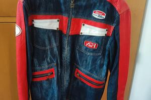 Giacca Suomy vintage pelle e denim taglia 50