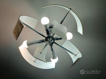 Lampadario vetro sabbiato bianco e tortora 