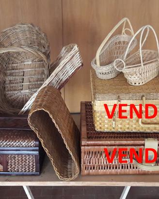 Ceste, cestini, valigie di vimini