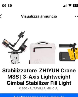 Stabilizzatore zhiyun crane m3s