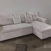 Divano angolare similpelle bianca