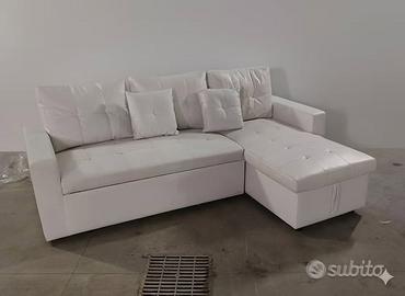 Divano angolare similpelle bianca