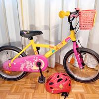 Bici B.Twin Bimba 4/6 Anni Misura 16 + Caschetto