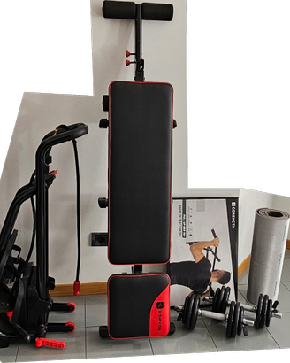 Set palestra  panca vogatore manubri trazioni yoga
