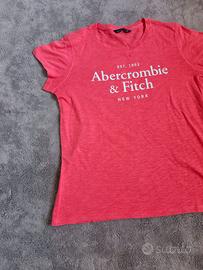 T-shirt Abercrombie Donna Rosa Corallo Logo - M
