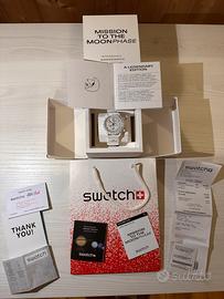 omega x swatch mission to the moon phase white