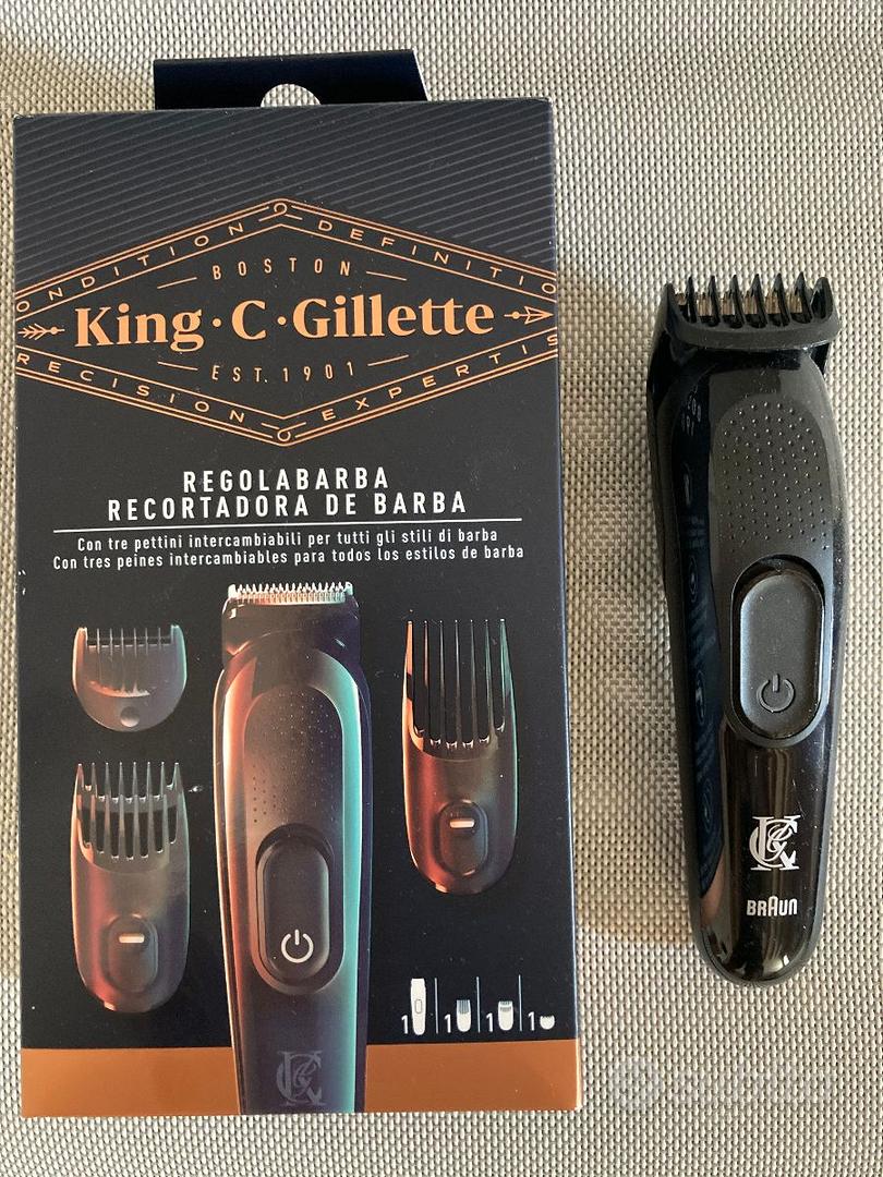 KING C GILLETTE Rasoio Regolabarba + 3 pettini per barba intercambiabili