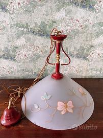 Lampadario Vintage Satinato con decori Farfalle