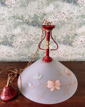 Lampadario Vintage Satinato con decori Farfalle