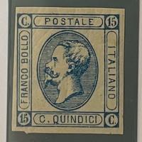 Francobollo 15 Centesimi 1863 litografico Bolaffi