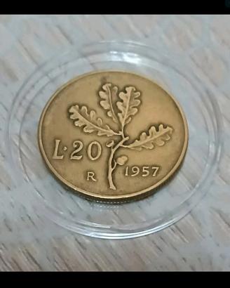 20 Lire Italia 1957 – Modello “Quercia” 