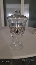 Vaso in cristallo con decori argento Robert design