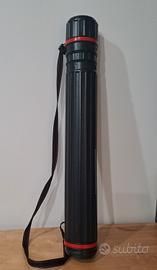 Tubo portadisegni telescopico in plastica nera
