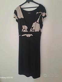 Abito elegante nero panna vintage Y2K estivo XL