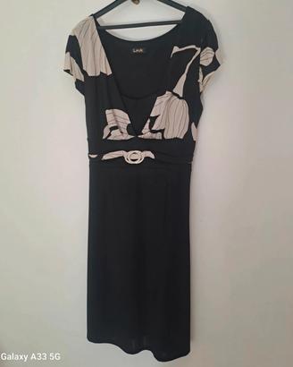 Abito elegante nero panna vintage Y2K estivo XL