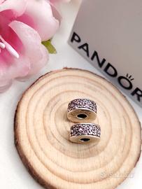 Set clip originale pandora pavè argento 925