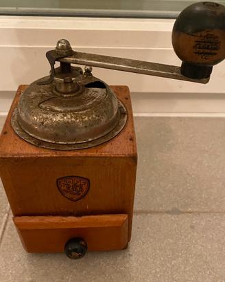 Macinacaffè manuale antico in legno - vintage