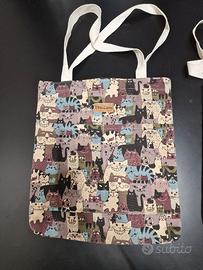 borsa in tessuto con gatti