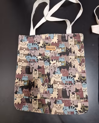 borsa in tessuto con gatti