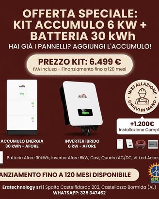 Inverter Ibrido 6 kW + Batteria 30 kWh — €6.499