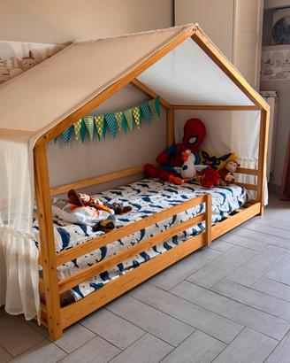 Letto singolo 90x200 a Casetta  + materasso aso