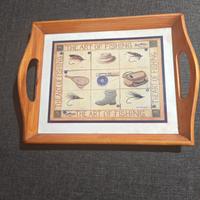 Vassoio in legno vintage The Art of Fishing 