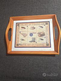 Vassoio in legno vintage The Art of Fishing 