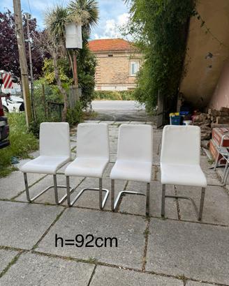 Set 4 Sedie Moderne in Similpelle Bianca e Acciaio