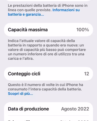 Apple iphine 15  gb 256 batteria nuova