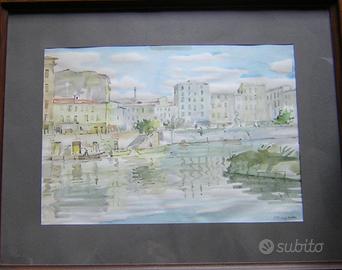 quadro fosso Livorno pontino Benedetti 22x31 1900