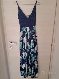 vestito blu a fiori