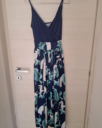 vestito blu a fiori
