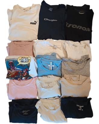 Lotto 15 t-shirt taglia S varie marche