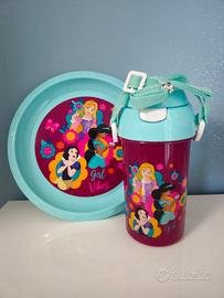 Set Borraccia e piatto Principesse nuovo