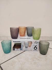 Set 6  bicchieri in vetro lavorato "Bavaria" 280ml