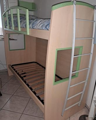 Letto a castello moderno legno e verde chiaro