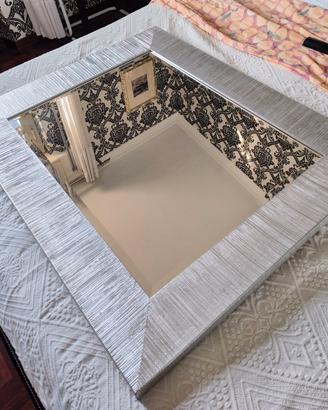 specchiera 83x103 cm cornice argento 12 cm
