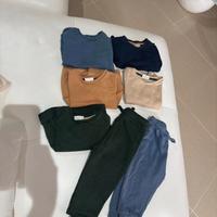 Set pantaloni e maglie garzate bimbo 12-18