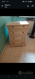 comò 4 cassetti  stile shabby chic avorio