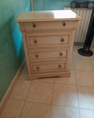 comò 4 cassetti  stile shabby chic avorio