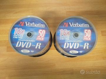DVD-R Verbatim 16x 4.7GB, 2 Spindle da 50 Pezzi 💿