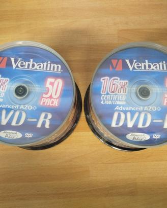 DVD-R Verbatim 16x 4.7GB, 2 Spindle da 50 Pezzi 💿