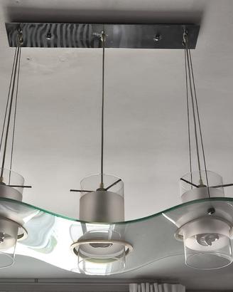 Lampadario di design Vetro e acciaio