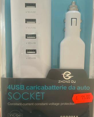 4USB caricabatterie da auto 3000mA
